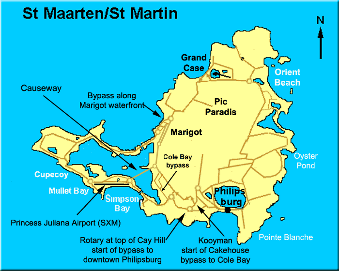 St Martin Road Map | St Maarten Road Map