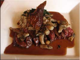 Hanger steak with oyster mushrooms