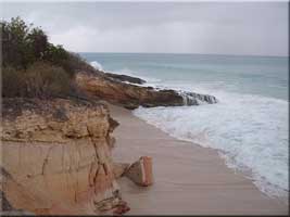 Fallen rocks at the Little Cove at Cupecoy