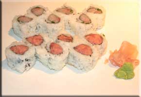 Spicy tuna rolls and Yellowtail and scallion rolls