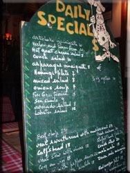 Menu board at Bistro Nu