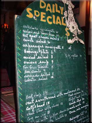 Menu board