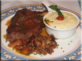 veal chop with chanterelles