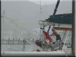 Trevor throwing a line to shore